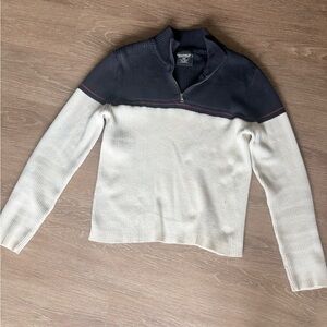 Ralph Lauren Black and Cream Half-Zip Sweater